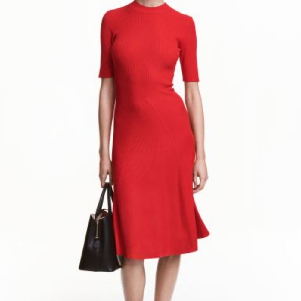H&M | Ribbed Mock Neck Sweater Dress